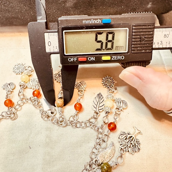 Stainless Steel Chain Bracelet Fall Charms & Crystal Beads Leaves Pumpkins Trees - Picture 8 of 15